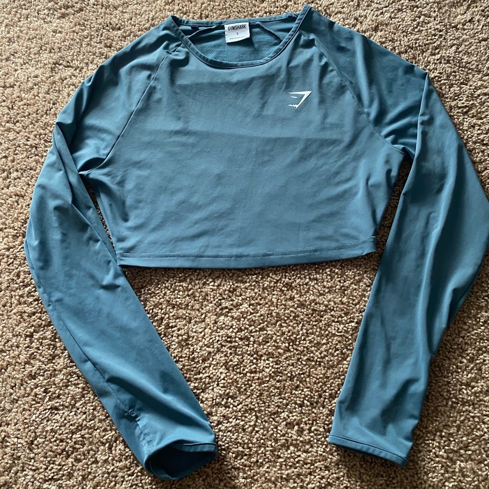 Gymshark Blue Training Long Sleeve Crop Top